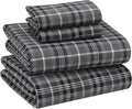RUVANTI Flannel Sheets Full Size - 100% Cotton Double Brushed Bed Sheets Set, Deep Pockets 16 Inches, All Seasons Breathable & Extra Soft Full Sheets, Warm & Cozy, 4 Piece, Grey Plaid
