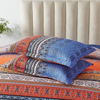 Cottolester Boho Comforter Set Queen Size 8 Piece Bed in a Bag Burnt Orange Paisley Fall Comforter and Sheet Set Bohemian Striped Bedding Set,Soft Microfiber Complete Bedding Set