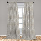 Ambesonne Grey Curtains, Victorian Lace Flowers and Leaves Retro Background Old Fashioned Graphic, Window Treatments 2 Panel Set for Living Room Bedroom, Pair of - 28" x 84", Warm Taupe