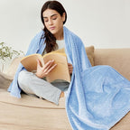 Exclusivo Mezcla Fleece Throw Blanket Extra Large, Super Soft and Warm Blankets for Couch, Sofa and Bed Waffle Textured, Cozy, Fuzzy and Lightweight (Light Blue, 50x70 Inches)