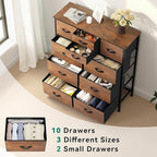 YITAHOME 10 Drawer Dresser, Dresser for Bedroom, Fabric Storage Dresser, Chest of Drawers for Living Room, Hallway, Closets - Sturdy Steel Frame, Wooden Top & Easy Pull Fabric Bins