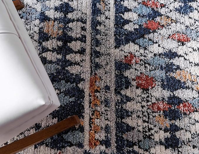 Rugs.com Morocco Collection Rug – 5' x 8' Navy Blue High-Pile Rug Perfect for Living Rooms, Large Dining Rooms, Open Floorplans
