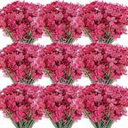 Lyrow 100 Bundles Violet Artificial Flowers, UV Resistant Faux Flowers Outdoor, Faux Silk Flowers, Fake Violet Flowers Bulk for Front Porch Hanging Garden Courtyard Farmhouse Home(Rosy)