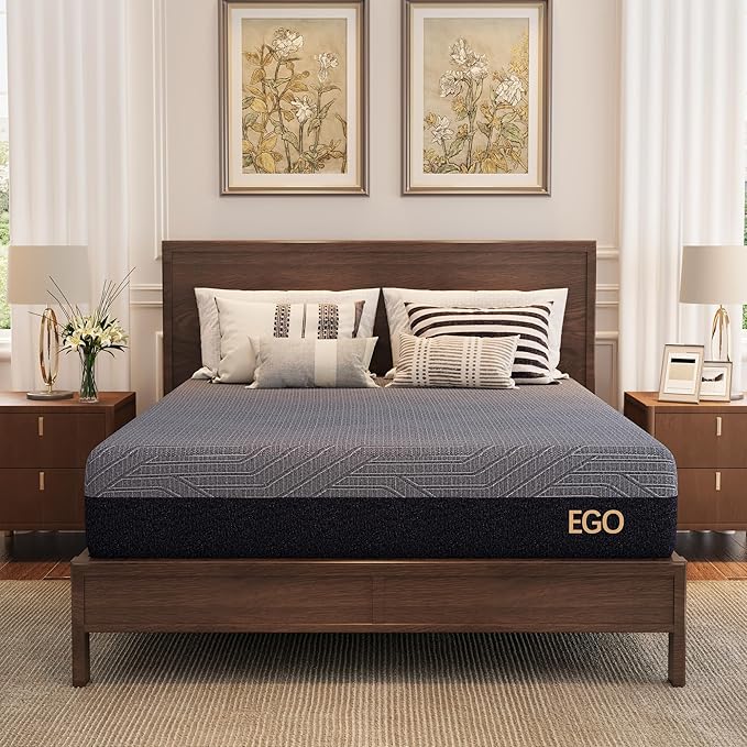 EGOHOME 10 Inch Twin Mattress, Copper Gel Cooling Memory Foam Mattress for Back Pain Relief,Therapeutic Single Mattress Bed in a Box, Made in USA, CertiPUR-US Certified, 38x75x10 Black