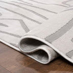 JONATHAN Y Graphic Lines High-Low Runner Rug 2X8 White/Light Gray, Alcina Modern Scandinavian for Living Room, Bedroom, Kitchen, Easy-Cleaning, High Traffic, Pet-Friendly, Non-Shedding SND102C-28