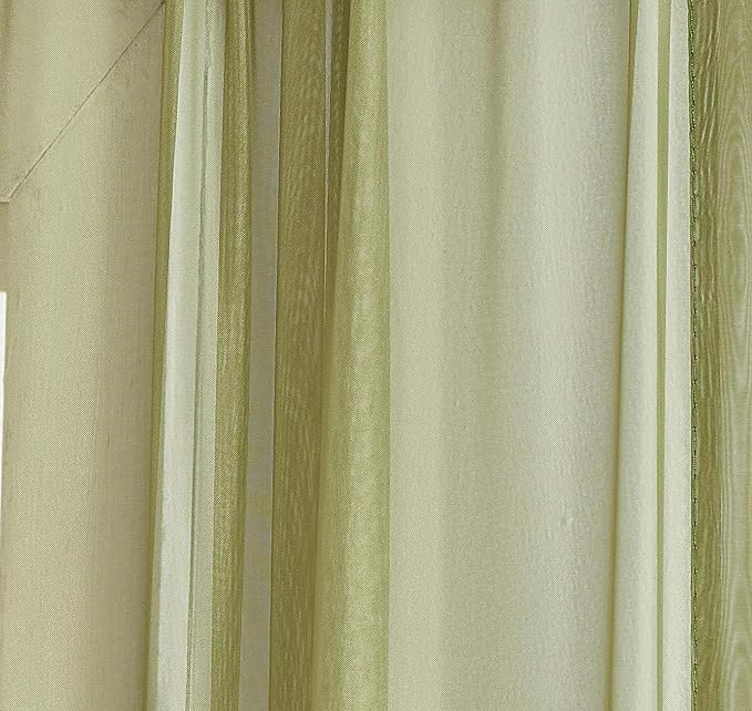 LinenZone Sage Green Window Scarf Valance in 288 Inch Size. Use Window Scarves as Canopy Bed or Backdrop Curtains, Curtain Scarf, or Sheer Fabric for Draping. (Amazing 55 x 288, Sage)