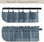 RYB HOME Blue Curtains Sheer - Flax Linen Sheers Farmhouse Curtains Airy Light Filtering Privacy Window Covering for Bedroom Living Room Dining, Stone Blue, 52 inch Width x 63 inch Length, 1 Pair