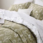 Bedsure Full Comforter Set - Olive Green Bed Set, 3 Pieces Cute Floral Bedding, 1 Soft Reversible Botanical Flowers Comforter and 2 Pillow Shams
