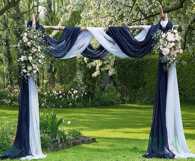LinenZone Navy Window Scarf Valance in 216 Inch Size. Use Window Scarves as Canopy Bed or Backdrop Curtains, Curtain Scarf, or Sheer Fabric for Draping. (Amazing 55 x 216, Navy)