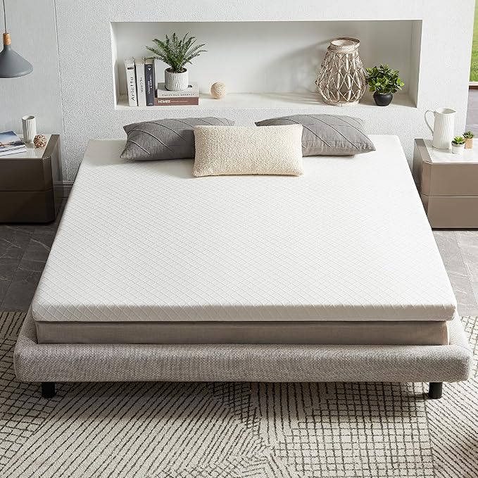 RECCI 3 Inch Full Mattress Topper - Pressure-Relieving, CertiPUR-US Certified, Removable & Washable Cover, Durable & Multi-Use