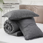 Bedsure King Size Comforter Set - Charcoal Grey Soft Bedding for All Seasons, Cationic Dyed Bed Set, 3 Pieces, 1 King Size Comforter (104"x90") and 2 Pillow Shams (20"x36"+2")