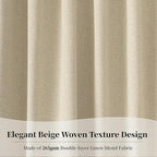 KangBang Linen Blackout Curtains 84 Inches Long, Back Tab Rod Pocket Boho Beige Curtains Room Darkening Soundproof Elegant Thick Linen Drapes for Living Room Baby Nursery(2 Panels, 52Wx84L)