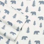 Eddie Bauer - Flannel Sheets Twin Size, Anti-Pilling & Wrinkle Resistant Cotton, Touchably Soft for All-Season Comfort - Bed Sheets with Matching Pillowcase & Fitted Sheet (Bears and Trees Blue)