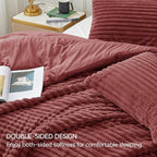 BEDELITE Fleece Twin Comforter Set -Super Soft & Warm Fluffy Burgundy Bedding, Luxury Fuzzy Heavy Bed Set for Winter with 1 Pillow case