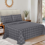 RUVANTI Flannel Sheets Full Size - 100% Cotton Double Brushed Bed Sheets Set, Deep Pockets 16 Inches, All Seasons Breathable & Extra Soft Full Sheets, Warm & Cozy, 4 Piece, Grey Plaid