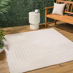Eyely NCS101A-7SQ Scandinavian Odense Minimalist Angle Geometric Indoor Rug, Pet Friendly, Non-Shedding, Stain Resistant, Easy-Cleaning, Ivory/Cream, 7' Square, Indoor/Outdoor, Area Rug