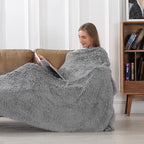 Tuddrom Decorative Extra Soft Faux Fur Blanket Queen Size 80" x 90",Solid Reversible Fuzzy Fluffy Cozy Plush Fleece Comfy Microfiber Blanket for Couch Sofa Bed,Grey