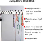 Dseap Coat Rack Wall - Heavy-Duty 38-1/4" Long, with Reinforced 10 Custom Tri-Hooks, Solid Wood Wall Hanger for Coats Hat Jackets - Rustic Farmhouse Entryway Hallway Storage, White & Black