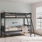 Storkcraft Caribou Bunk Bed Twin Over Twin Bunk Bed (Gray) - GREENGUARD Gold Certified, Twin Bunk Beds for Kids, Converts to 2 Individual Twin Beds, Bunk Beds for Kids