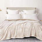 Exclusivo Mezcla Plush Fuzzy Fleece Bed Blanket Twin Size, Super Soft, Fluffy and Warm Blankets, Suitable for All Seasons (Beige, 90x66 Inches)