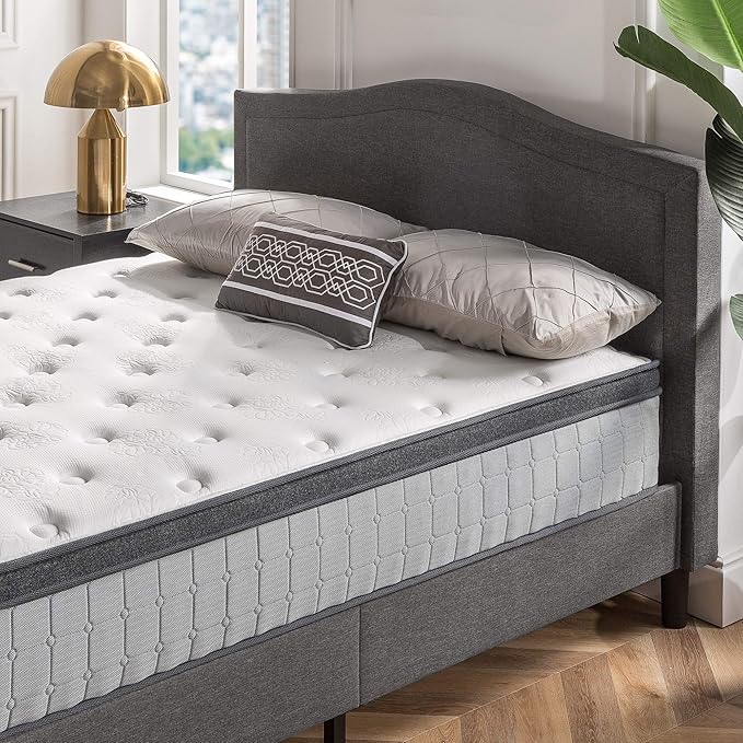 ZINUS 12 Inch Comfort Support Cooling Gel Hybrid Mattress, Queen, Euro Top Innerspring Mattress, Motion Isolating Pocket Springs, Mattress in A Box