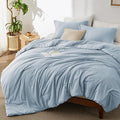 Bedsure King Size Comforter Set - Light Blue Soft Bedding for All Seasons, Cationic Dyed Bed Set, 3 Pieces, 1 King Size Comforter (104"x90") and 2 Pillow Shams (20"x36"+2")
