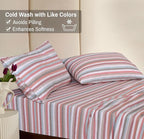 RUVANTI Flannel Sheets Queen Size - 100% Cotton Double Brushed Bed Sheets, Deep Pockets 16 Inches Queen Sheet Set, All Seasons Breathable & Extra Soft - Warm & Cozy, 4 Piece, Multi Chevron Stripe