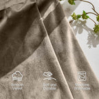 Lazzzy Velvet Blackout Curtains Thermal Insulated Room Window Drapes Super Soft Luxury Curtains for Living Room Bedroom Rod Pocket 2 Panels, Light Taupe, 52" W x 96" L