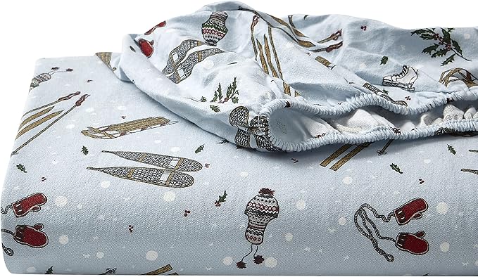 Eddie Bauer - Full Sheets, Cotton Flannel Bedding Set, Brushed For Extra Softness, Cozy Home Decor (Snow Days, Full)