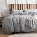Bedsure Cotton Duvet Cover King - 100% Cotton Waffle Weave Grey Duvet Cover King Size, GentleSoft™ and Breathable Bedding Set for All Season, 3 Pieces, 104"x90"