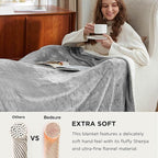 Bedsure GentleSoft Sherpa Fleece Oversized Cal King Blankets for Bed - Thick and Warm Throw for Women and Men, Soft Fuzzy Plush Large Blanket for Winter, Light Grey, 112x98 Inches