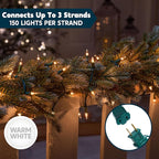 Joiedomi Clear Christmas String Lights Indoor,450(3x150) Mini Warm White Fairy Light,93.6FT Lighting Decor for Patio Dorm Classroom Bedroom Holiday Wedding Party Garland Birthday Festival,Green Wire
