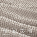 Bedsure 100% Cotton Duvet Cover Queen Size with Fitted Sheet - 4 Pieces Linen Color Waffle Weave Bedding Set, GentleSoft™ and Breathable, Includes 1 Duvet Cover 90x90, 1 Fitted Sheet, 2 Pillow Shams