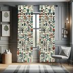Ambesonne Leafy Art Curtains, Scandinavian Leaves Pattern with Geometric Roundy Modern Boho Print, Window Treatments 2 Panel Set for Living Room Bedroom, Pair of - 28" x 84", Pale Green Redwood Teal
