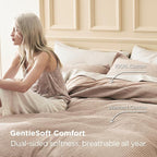 Bedsure 100% Cotton Duvet Cover King Size with Fitted Sheet - 4 Pieces Khaki Waffle Weave Bedding Set, GentleSoft™ and Breathable, Includes 1 Duvet Cover 104x90, 1 Fitted Sheet, 2 Pillow Shams