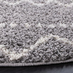 SAFAVIEH Arizona Shag Collection Area Rug - 3'2" Round, Grey & Ivory, Moroccan Design, Non-Shedding & Easy Care, 1.6-inch Thick Ideal for High Traffic Areas in Living Room, Bedroom (ASG741G)