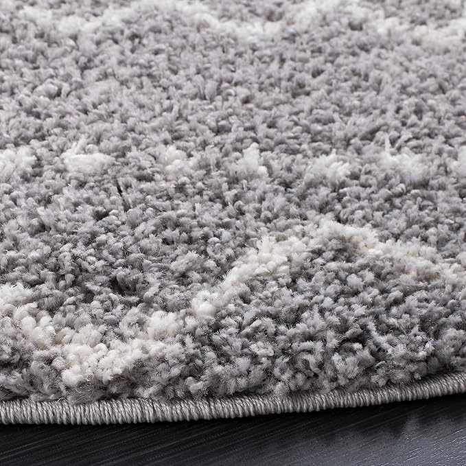 SAFAVIEH Arizona Shag Collection 8' Round Ivory/Beige ASG741G Moroccan Non-Shedding 1.6-inch Thick Area Rug