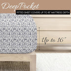 Linen Market Double-Brushed Patterned Microfiber California King Sheet Set 4 Piece – OEKO-TEX Certified Ultra Soft & Wrinkle-Free - 16" Deep Pocket Sheets Easy Care Cal-King Size - Burst of Vines Navy