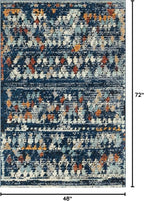 Rugs.com Morocco Collection Rug – 4' x 6' Navy Blue High-Pile Rug Perfect for Living Rooms, Large Dining Rooms, Open Floorplans