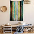 Lunarable Colorful Tapestry Queen Size, Vertical Wood Planks in Carpentry Oak Timber Rustic Country Life, Wall Hanging Bedspread Bed Cover Wall Decor, 88" X 88", Brown