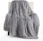 Bedsure GentleSoft Fuzzy Sherpa Faux Fur Twin Blanket Grey Cozy Gifts for Women Men, Soft Fleece Plush Warm Minky Thick Blanket Twin Size for Bed, Couch, Dorm Essentials Grey Room Decor Gifts, 60x80