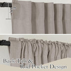 RYB HOME Linen Texture Sheer Curtains 90 inches, Rustic Style Solid Semi Sheer Half Privacy Drapes for Farmhouse Dorm Office Dining, Birch Brown, W 52 x L 90 inches, Set of 2