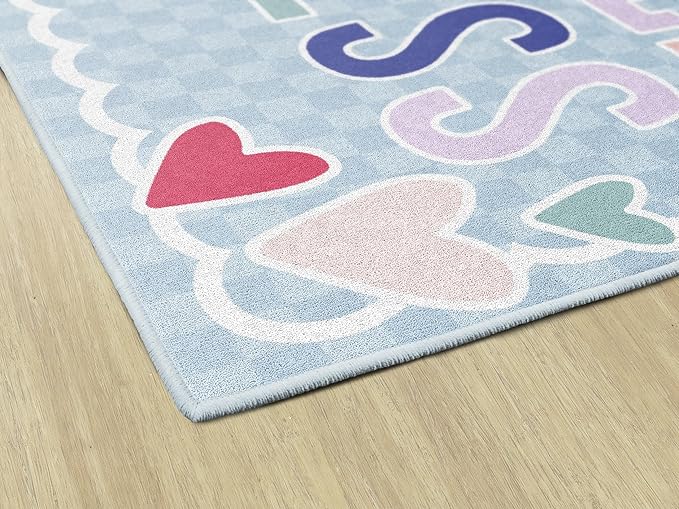 Flagship Carpets Schoolgirl Style Sprinkle Kindness Educational Area Rug for Kids Room Seating Décor, Children's Classroom, Play Carpet for Teaching and Playroom, 5' x 7'6", Blue