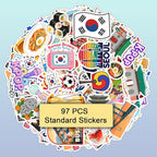 100 PCS South Korea Stickers – Korean Travel Icons, Food & Culture Vinyl Waterproof Decals for Laptop, Scrapbook, Water Bottle, Car, Guitar – Fun Gift for Teens & Adults