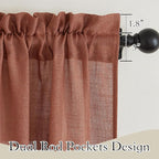 RYB HOME Curtains 63 inch Length, Semi Sheer Linen Blend Light Filtering Shades UV Protection Window Panels Drapes for Farmhouse, Living Room, Study, Home Office, 52 Wide x 63 inch Long, Terracotta