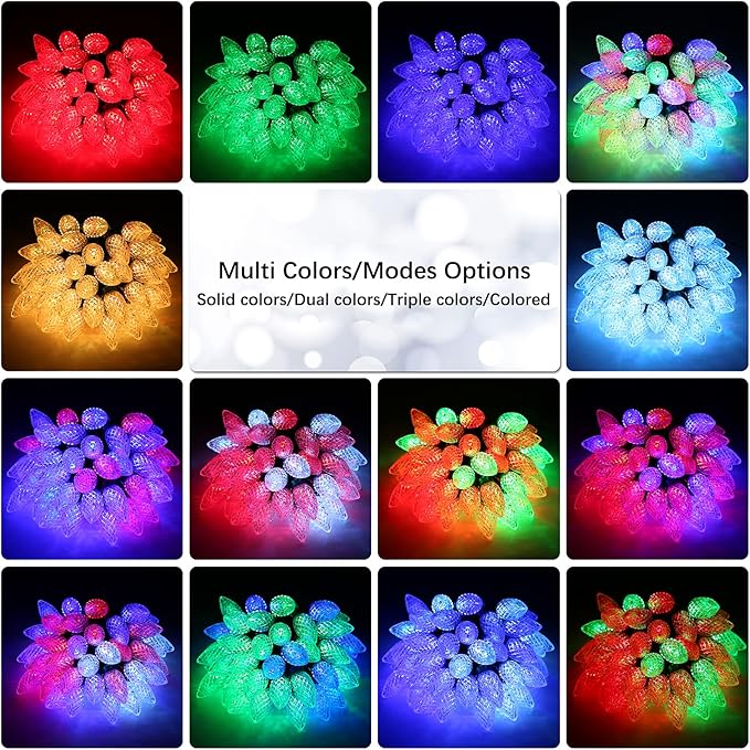 Brizled C9 RGB Christmas Lights, 35FT 54 LED Color Changing Outdoor Christmas Lights, Connectable Halloween Light with Remote, Dimmable Waterproof for Christmas Tree Light Xmas Tree Party Indoor Decor