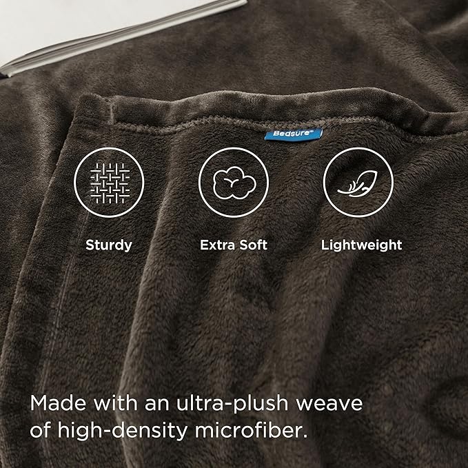Bedsure GentleSoft Fleece Blankets Queen Size Brown - Bed Blanket Soft Lightweight Plush Fuzzy Cozy Luxury Microfiber, 90x90 inches