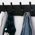 Dseap Coat Rack Wall - Heavy-Duty 38-1/4" Long, with Reinforced 10 Custom Tri-Hooks, Solid Wood Wall Hanger for Coats Hat Jackets - Rustic Farmhouse Entryway Storage, Black, Pack of 2
