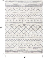 SAFAVIEH Arizona Shag Collection Area Rug - 9' x 12', Ivory & Grey, Moroccan Design, Non-Shedding & Easy Care, 1.6-inch Thick Ideal for High Traffic Areas in Living Room, Bedroom (ASG741F)