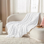 Bedsure GentleSoft White Fleece Blanket for Couch - Cozy Soft Blankets for Women, Cute Small Throws for Girls, 50x70 Inches